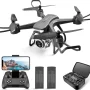 4DRC V14 Drone with 1080P HD Camera Live Video 120°Wide-Angle Wifi Altitude Hold, 3D Flip 2 Batteries Black - Image 3