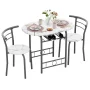 Vineego 3 Pieces Dining Set for 2 Small Kitchen Breakfast Table Set Space Saving Wooden Chairs and Table Set, White - Image 3