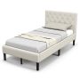 Twin Size Upholstered Platform Bed with Button Tufted Headboard - Image 3