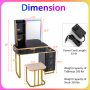 Vanity Table Set with RGB LED Lights and Wireless Charging Station - Image 4