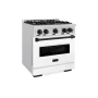 ZLINE - 30 in. Wide 4 Burner 4.2 cu. ft. Autograph Classic Dual Fuel Freestanding Range with Black Accents - White Matte - Image 2