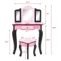 Ktaxon Kids' Wooden Vanity Table and Stool Set with 3 Mirrors, Princess Makeup Dressing Table,Children's Furniture - Image 3