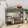 Narrow Console Table with 2 Drawers and 2 Metal Mesh Shelves - Image 2