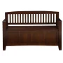 Linon Cynthia Wood Storage Bench FlipTop Slat Back & Side in Walnut Brown Finish - Image 2