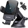 Wireless Car Charger, 15W Fast Charging Auto Clamping Phone Holders for Your Car Phone Mount fit for iPhone 17 16 15 14 13 12 Pro Max 11 XR XS, for Samsung Galaxy S25 Ultra S24 S23, Black - Image 1