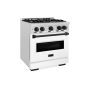 ZLINE - 30 in. Wide 4 Burner 4.2 cu. ft. Autograph Classic Dual Fuel Freestanding Range with White and Black Accents - White - Image 2
