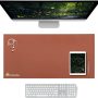 Glowworm Oversized Large Desk Pad Extended 47in*23in Light Brown Waterproof Smooth PU Leather Extra Large Mouse Pad Stitched Edges Non-Slip Base Big Desk Mat Large Pad On Desktop Leather Table Mat - Image 1