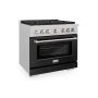 ZLINE - 36 in. Wide 6 Burner 5.2 cu. ft.  Paramount Dual Fuel Freestanding Range with Cooktop - Satin Steel/White Matte - Image 3