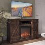 BELLEZE 47" TV Stand with 18" Electric Fireplace Heater & Open Storage Shelves & Cabinets - Veropeso (Espresso) - Image 1
