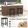 Brown 24 Inch Bar Stools with Padded Seat Footrest and Rubber Wood Frame - Image 6