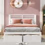 Full Bed Frame with 2 Drawers, UHOMEPRO Pine Wood Platform Bed Frame Storage Bed for Bedroom, Modern Full Size Bed Frame with Headboard, Wood Slats Support, No Box Spring Needed, White - Image 1