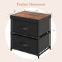 2-Drawer Nightstand with Removable Fabric Bins and Pull Handles - Image 3