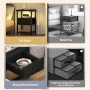 Homieasy Nightstand Set of 2 with Charging Station, End Table Bedside Table with LED Lights, Modern Nightstands with Drawers and Storage Shelf, Wood Night Stands for Bedroom, Living Room, Black - Image 4