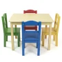 Humble Crew Primary Toddler Wood Table and 4 Chairs Set, Natural/Primary - Image 2
