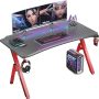 Foxemart Gaming Desk 47 inch PC Computer Desk, Home Office Desk Workstation, Professional Gaming Desk Table with Cup Holder & Headphone Hook - Image 1