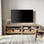 TV Stand for 75 Inch TV Stands, Media Console Entertainment Center Television Table with Open Shelves for Living Room, Oak 70 inch - Image 1