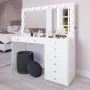 Boahaus Ketevan Lighted Vanity Table with Glass Top | White Premium Design - Image 2