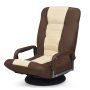 Foldable 360-Degree Swivel Gaming Floor Chair with Adjustable Backrest - Brown - Image 3