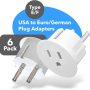 OREI American USA to European Schuko Germany Plug Adapters CE Certified Heavy Duty - 6 Pack - Perfect for Travelling with Cell Phones, Laptops, Cameras & More - Image 5