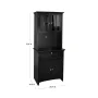 Casual Basics Black Buffet and Hutch with Framed Glass Doors and Drawer - Image 3