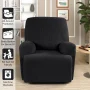 TAOCOCO Stretch Recliner Chair Slipcovers for Armchair, 4-Pieces Reclining Sofa Cover Black - Image 3