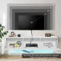 Hommpa Wall Mounted Floating TV Stand with LED Lights Modern Entertainment Center for TVs for up to 65" Media Console TV Unit with Storage Cabinets White High Gloss for Living Room Bedroom - Image 5