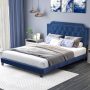Queen Size Velvet Platform Bed with Button Tufted and Nailhead Trim Headboard - Image 4