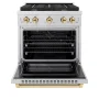 ZLINE - 30 in. Wide 4 Burner 4.2 cu. ft.  Autograph Paramount Dual Fuel Freestanding Range with Polished Gold Accents - Stainless Steel - Image 2