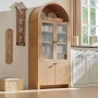 SinCiDo Arched Kitchen Pantry Storage Cabinet, 71" Tall Wood Storage Cabinet with 4 Doors and 6 Shelves for Dining Room Living Room - Natural/Fluted Wood 4 Doors - Image 2