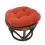 Rattan Ottoman with Micro Suede Cushion -Spice (Red) - Image 6