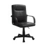 Mainstays Tufted Leather Mid-Back Office Chair, Black, Adjustable Height - Image 2