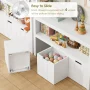 Homfa Kids Toy Storage, Cubes Storage Bins with 3 Drawers, White Toy Box with Shelves and Wheels - Image 3