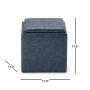 Rockwood 18 in. Wide Contemporary Square Cube Storage Ottoman with Tray in Denim Blue Vegan Faux Leather, Assembled - Image 3