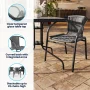 Flash Furniture 28'' Square Glass Metal Table with Gray Rattan Edging and 2 Gray Rattan Stack Chairs - Image 4