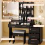 Ktaxon Lighted Makeup Vanity Table Set, Dressing Table with Sliding Mirror, Vanity Desk , White - Image 6