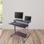 Stand Up Desk Store Rolling Adjustable Height Two Tier Standing Desk Computer Workstation (Silver Frame/Dark Walnut Top, 24 Inches) - Image 2