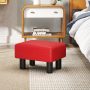 Small PU Leather Rectangular Seat Ottoman Footstool - Red - Image 5
