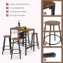5 Pieces Bar Table and Stools Set with Wine Rack and Glass Holder - Image 4