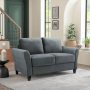 Wesley 57.9 in. Dark Grey Microfiber 2-Seater Loveseat with Flared Arms - Image 1