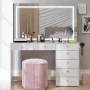 Brielle Makeup Vanity with Adjustable LED Mirror, Bluetooth Speakers, and Charging Station in White | Premium Boahaus Vanity - Image 4