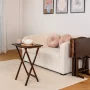 Mainstays 5-Piece Rubberwood Folding TV Tray Table Set of 4 with Storage Rack, Walnut - Image 4