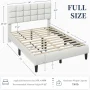 Renwick Full Size Upholstered Platform Bed with Square Tufted Headboard, Beige - Image 5