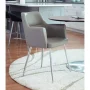 Andrew Contemporary Grey and Chrome Dining/Accent Chair Faux Leather (Set of 2) - Image 2