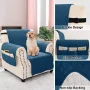 Sanmadrola Recliner Chair Cover Reversible Small Recliner Slipcover for Dogs Seat Width to 25 Inch Washable Couch Cover with Elastic Straps for Kids and Pets(Small Recliner, Blue Green) - Image 4