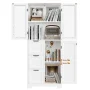 Homfa Bathroom Storage Cabinet, 56.6"H White Linen Cabinet with 3 Doors and 3 Drawers - Image 2