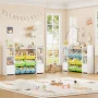 Homfa Kids Toy Organization Cubby Bookcase with 8 Bin, 2 Door Blue/Green/Yellow Storage Organizer Bookshelf for Children Room Playroom - Image 3