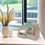 UnionBasic Desk Organizer, Blue Original Size - Multi-functional Leather Desktop Office Organizer, Pen Holder for Business Card/Pen/Pencil/Mobile Phone/Stationery Holder Storage Box - Image 5