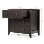 3 Drawer Dresser Chest of Drawers Bedside Table - Dark Brown - Image 3
