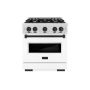 ZLINE - 30 in. Wide 4 Burner 4.2 cu. ft. Autograph Classic Dual Fuel Freestanding Range with White and Black Accents - White - Image 1