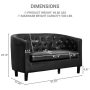 48 in. Black Love Seat, Button Tufted Faux Leather Barrel Loveseat, Midcentury Modern 2 Seater Couch, Small Loveseat - Image 3
